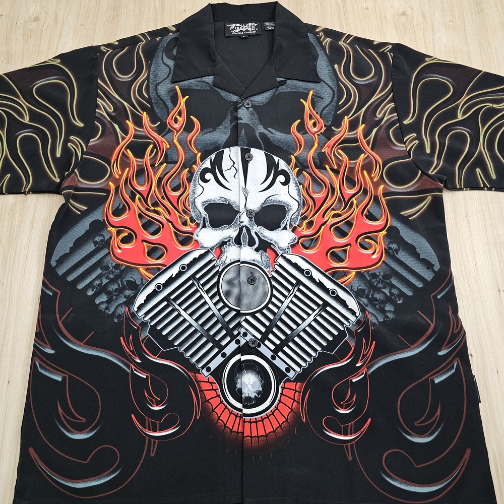 Dragonfly VTG Skull Motor Fire Graphic Men's Shirt